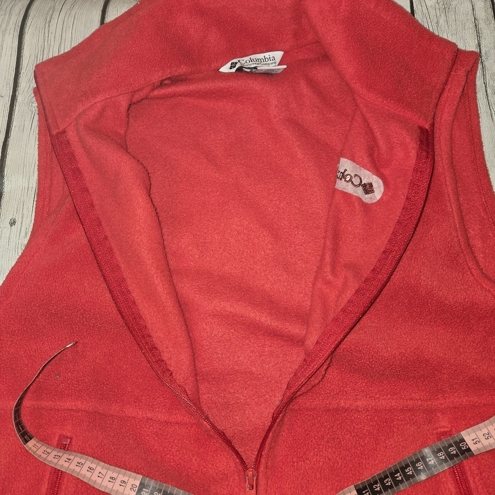 Columbia Mens Medium Red Full Zip Fleece Vest - Picture 5 of 7